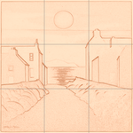 Sepia sketch with grid