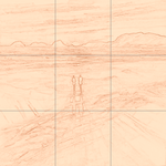 Sepia sketch with grid