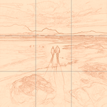 Sepia sketch with grid