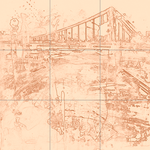 Sepia sketch with grid