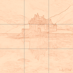 Sepia sketch with grid