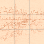 Sepia sketch with grid