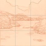 Sepia sketch with grid