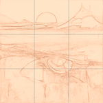 Sepia sketch with grid