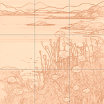 Sepia sketch with grid