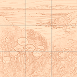 Sepia sketch with grid