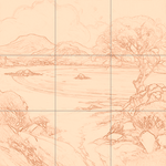 Sepia sketch with grid