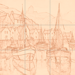 Sepia sketch with grid