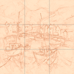 Sepia sketch with grid