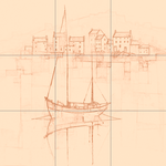 Sepia sketch with grid