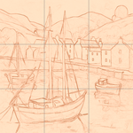 Sepia sketch with grid