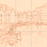 Sepia sketch with grid