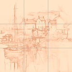 Sepia sketch with grid