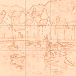 Sepia sketch with grid