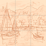 Sepia sketch with grid