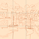 Sepia sketch with grid