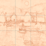 Sepia sketch with grid