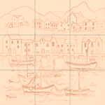 Sepia sketch with grid