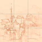 Sepia sketch with grid