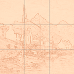 Sepia sketch with grid