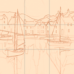 Sepia sketch with grid