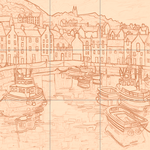 Sepia sketch with grid