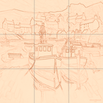 Sepia sketch with grid