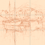 Sepia sketch with grid