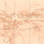 Sepia sketch with grid