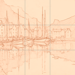 Sepia sketch with grid