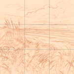 Sepia sketch with grid