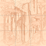 Sepia sketch with grid