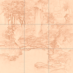 Sepia sketch with grid