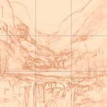 Sepia sketch with grid