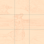 Sepia sketch with grid