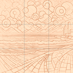 Sepia sketch with grid