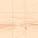 Sepia sketch with grid