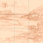 Sepia sketch with grid