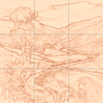 Sepia sketch with grid