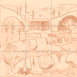 Sepia sketch with grid