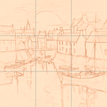 Sepia sketch with grid