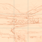 Sepia sketch with grid