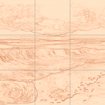 Sepia sketch with grid