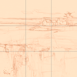 Sepia sketch with grid