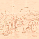 Sepia sketch with grid