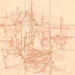 Sepia sketch with grid