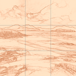 Sepia sketch with grid