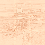 Sepia sketch with grid