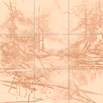 Sepia sketch with grid