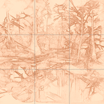 Sepia sketch with grid